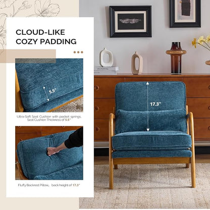 VINGLI Chenille Mid-Century Modern Accent Chair, Cute Reading Arm Chair - Image 6