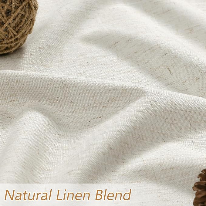 Extra Wide 100% Blackout Linen Curtains - Image 3