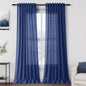 Classic Blue Linen Curtains 108 Inches Long by Nanspring