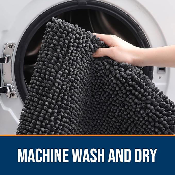 OLANLY Dog Door Mat for Muddy Paws 44x24, Super Absorbent Chenille Mud Mat | - Image 5