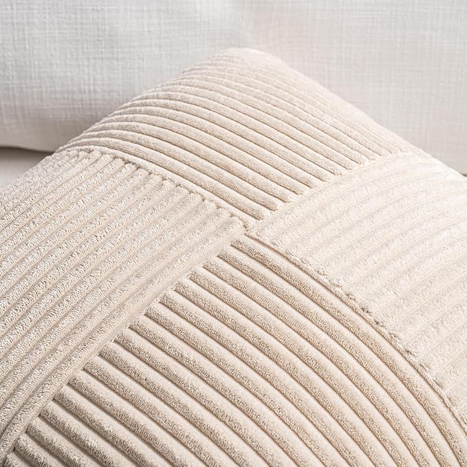 Fancy Homi 2 Packs Tan Decorative Throw Pillow Covers 16x16 Inch - Image 3