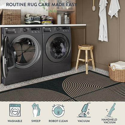 Lahome Modern Rainbow Easy Jute Carpet, Washable 5x7 Area Rugs - Image 5