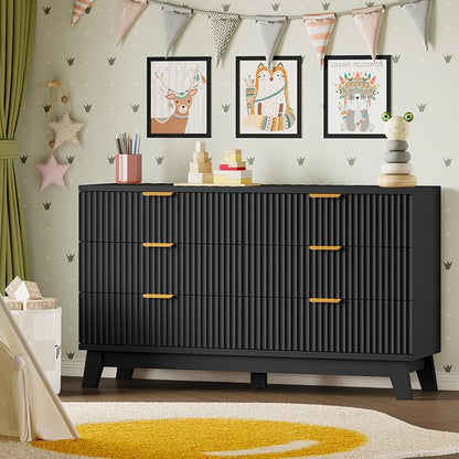 BORNOON Fluted 6 Drawer Dresser, 47.2" Wide Modern Boho Chest of Drawers - Image 7