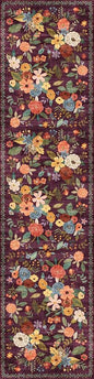 Purple Floral Hallway Runner Rug 2'6"x14' by WelcometoBabovid
