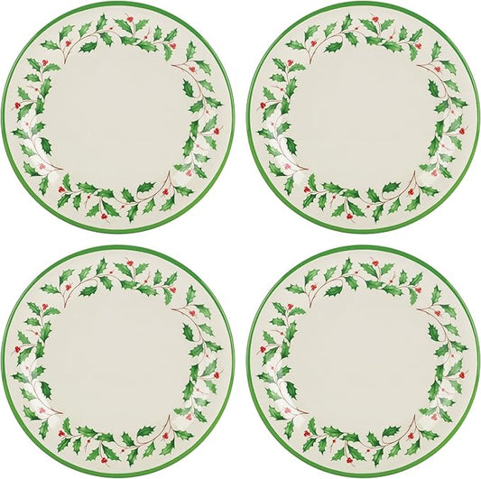 Lenox 863669 Holiday 4-Piece Melamine Dinner Plate Set, Christmas Dinnerware, Hosting