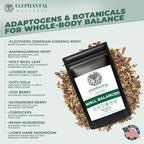 Elephantal Wellness Premium Well Balanced Herbal Tea | Healthy Cortisol, Adaptogenic Stress Energy Support with Ashwagandha, Goji, Reishi, Holy Basil & Lion’s Mane, Caffeine-Free, Non-GMO, 4 oz