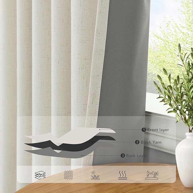 Neutral Blackout Curtains 132 Inches Long Elegant Villa Cottage Cabin 12 Foot - Image 5