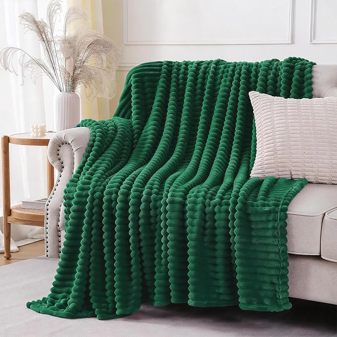 Christmas Green Throw Blanket for Couch Sofa 50"x60" Striped Design | Fleece by Unknown