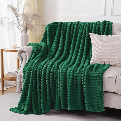Christmas Green Throw Blanket for Couch Sofa 50"x60" Striped Design | Fleece by Unknown