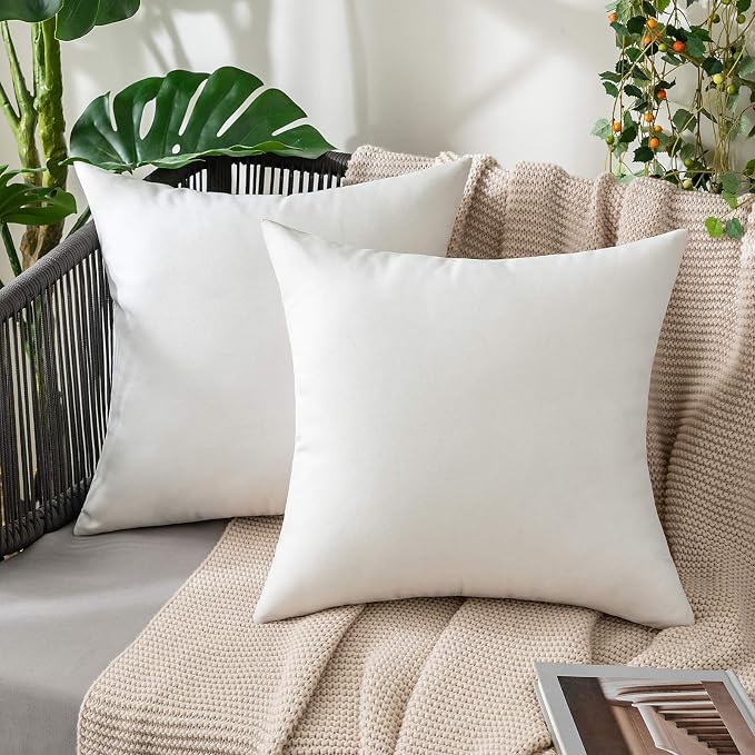 MIULEE Pack of 2 Decorative Outdoor Solid Waterproof Throw Pillow Covers Faux by MIULEE