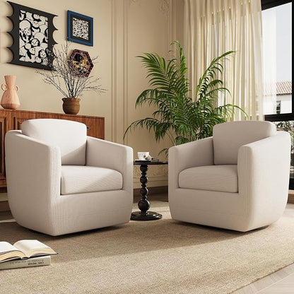 COLAMY 360° Swivel Accent Chair No-Sag Foam & Sturdy Metal Base, Fully - Image 3