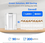 Waterdrop Large 27-Cup Mega Electric Water Filter Dispenser, 200-Gallon Rechargeable Instant System, NSF/ANSI 42&53&401&372, Reduce PFAS, Lead, Chlorine, with 1 Filter, White, Does not Lower TDS