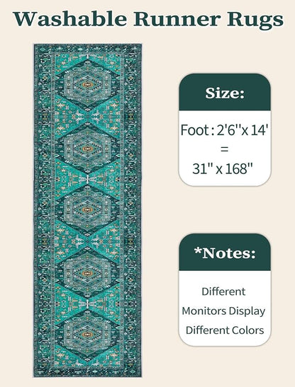 SERISSA 2'6"x14' Washable Non Slip Boho Runner Rug - Image 6