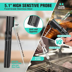 HAUSHOF Instant Read Meat Thermometer Digital, High Accuracy Cooking Thermometer, Scroll Interface Food Thermometer with Timer, Quick-Setting Kitchen Temperature Probe for Grill, Smoker, BBQ, Frying