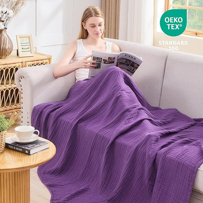EMME Muslin Blankets for Adults Throw Blanket for Couch Breathable Gauze Soft - Image 3