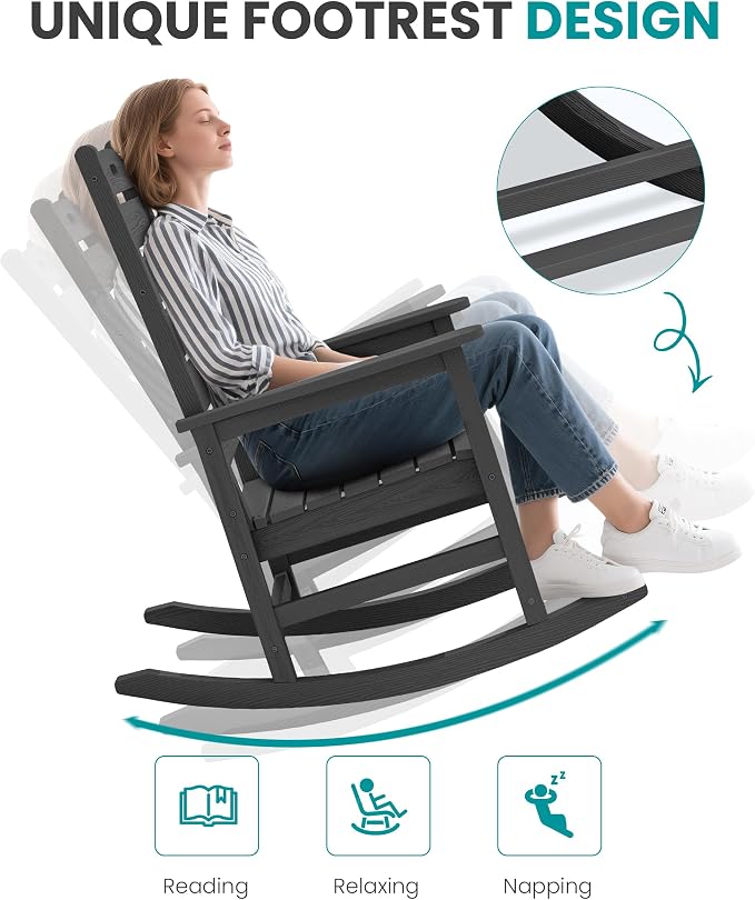 SERWALL Outdoor Rocking Chair, Oversized Rocking Chair - Image 6