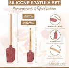 Silicone Spatula set of 2 with wooden handle and stunning pattern (Red)