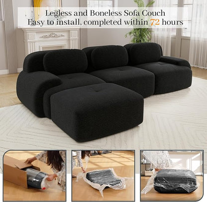 Boneless Sectional Couch, No Assembly Required, 117.3” L Shaped Modular Cloud - Image 9