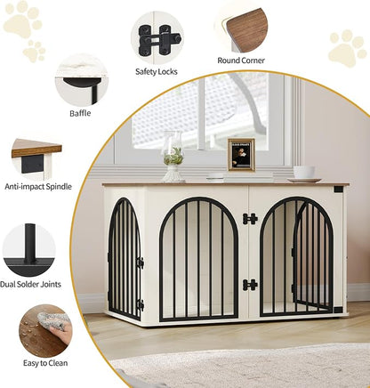 39.4" Wooden Dog Crate Furniture, Indoor Dog Kennel Dogs Cage - Image 6