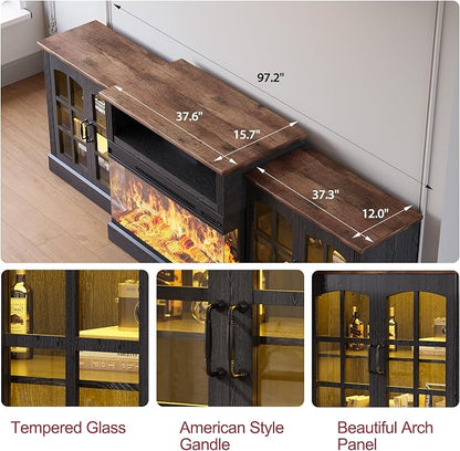 97" Fireplace TV Stand with 36" Electric Fireplace, Farmhouse Entertainment - Image 4