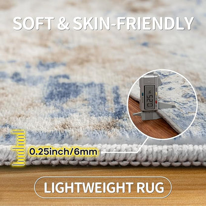 Aelenmu 5x7 Area Rugs for Living Room Bedroom Dining Room Washable Blue | Soft - Image 6