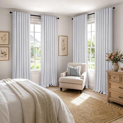 MIULEE 100% Blackout Linen Curtains 42 x 72 Inch Grayish White 2 Panels | - Image 8
