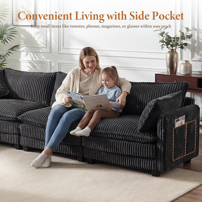 Vesgantti 109" U Shaped Cloud Sectional Sofa, Comfy Corduroy Upholstered - Image 4