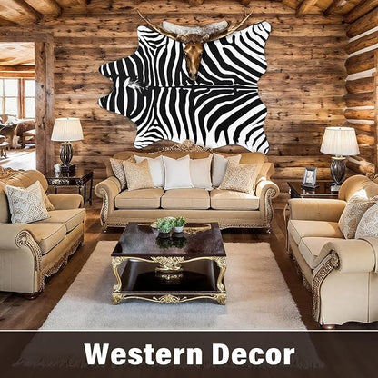 Faux Zebra Rug, Large Zebra Print Rug Animal Hide Rugs, 7 x 6.2 Ft | Print Hide - Image 9