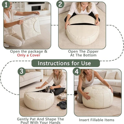 Thgonwid Unstuffed Moroccan Storage Pouf Foot Stool Ottoman Seat, No Filler - Image 7
