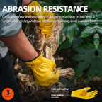 Vgo 3-Pairs Unlined Cow Grain Leather Work and Driver Gloves with Cow Split Leather Palm Patch (Size XL, Gold,CA9590)