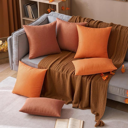 MIULEE Pack of 2 Decorative Outdoor Solid Waterproof Throw Pillow Covers Faux - Image 5