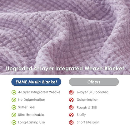 EMME Muslin Blankets for Adults Throw Blanket for Couch Breathable Gauze Soft - Image 5