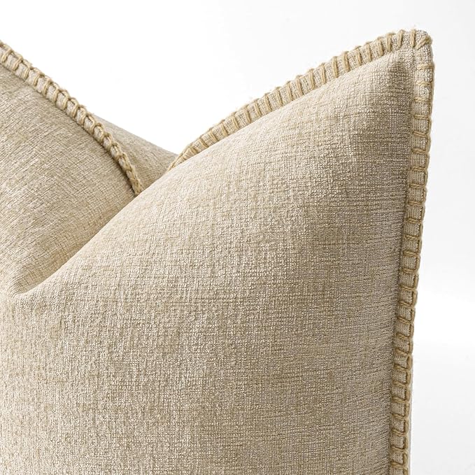 MIULEE Decorative Couch Throw Pillow Covers 22x22 Inch Beige 2 Pack | Neutral - Image 2