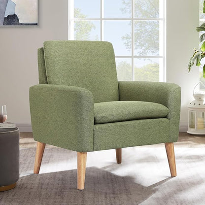 Accent Chair Set of 2 Living Room Mid-Century Modern Chair, Upholstered Fabric - Image 6