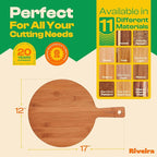 Riveira Brown Bamboo Wood Cutting Board – Gourmet Bamboo Grandeur: 17 x 12 Wooden Cutting Board – Wooden Cutting Boards For Kitchen Decorative – Innovative Juice Grooves Wooden Chopping Board