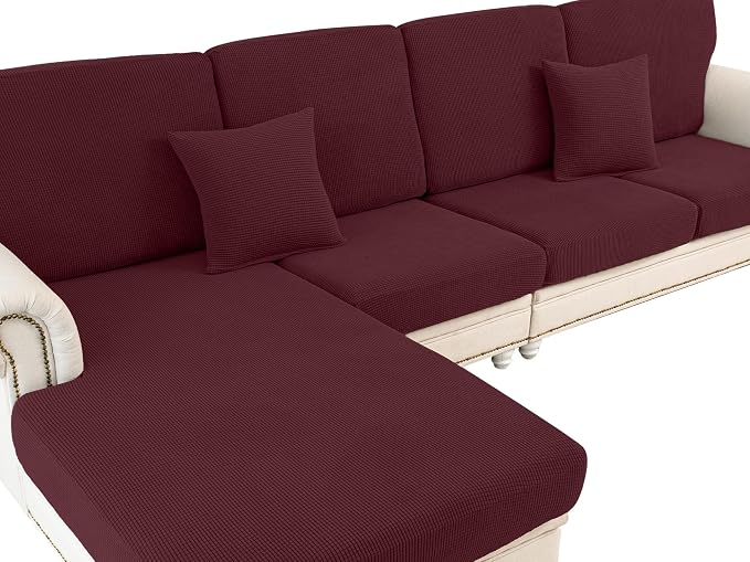 LA MEACK Couch Cushion Chaise Lounge Cover Washable Separate Seat Chaise Couch by LA+MEACK