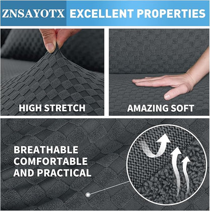 ZNSAYOTX Sectional Couch Covers, Stretch Jacquard Slipcovers - Image 5