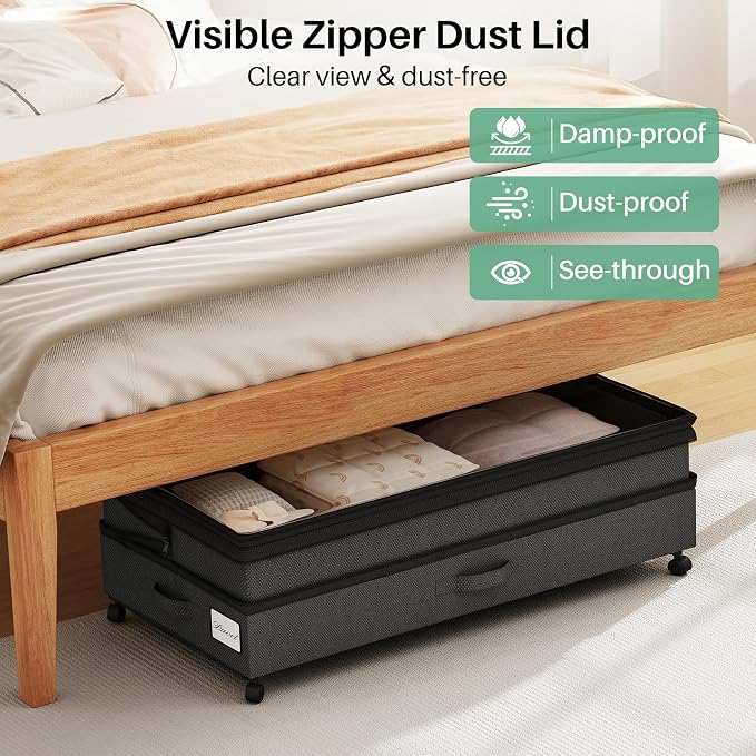 Kitstorack 4 Pack Height-adjustable Under Bed Storage - Image 4
