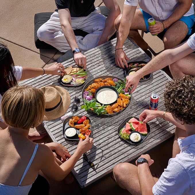 Madesmart Dipware Reusable Dining Plate/Serving Tray for Appetizers and Snacks, Food-Safe Appetizer Serving Platter with Removable Dip Bowl, Olive