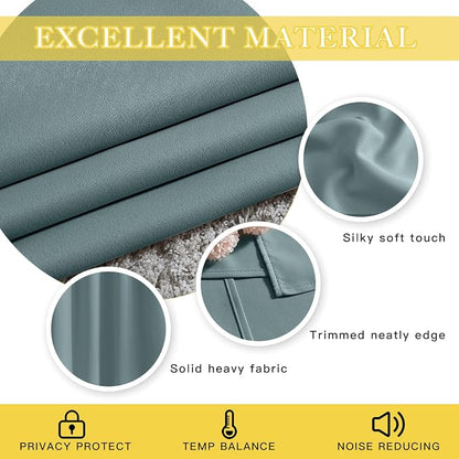 NICETOWN Greyish Blue Sliding Door Curtain - Image 4