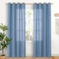YoungsTex Denim Blue Linen Semi Sheer Curtains 80 Inch Length by YoungsTex