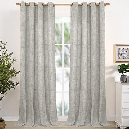YoungsTex Dark Grey Curtains 98 Inches Long, Linen Drapes Light Filtering | by YoungsTex