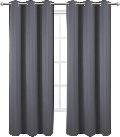 Grey Thermal Blackout Curtains/42 x 84 Inch/Set of 2 Panels Room Darkening - Image 2