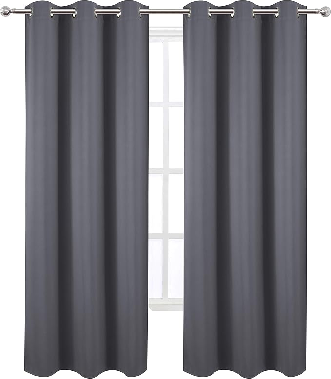 Grey Thermal Blackout Curtains/38 x 84 Inch/Set of 2 Panels Room Darkening - Image 2
