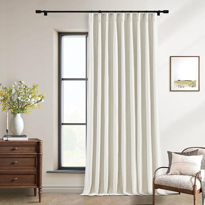 Natural Pinch Pleat 100% Blackout Linen 120 Inch Long Curtains 60 Inch Wide | 2 by Twodrapes