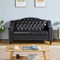 LEVNARY Chesterfield Loveseat Leather, Upholstered Sofa by LEVNARY