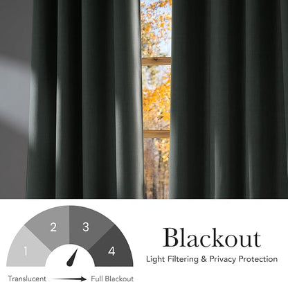NICETOWN Faux Linen Sage Green Blackout Curtains 84 inches Long - Image 6