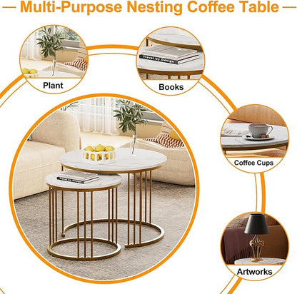 Garden 4 you Coffee Table Faux Marble Nesting Table - Image 7