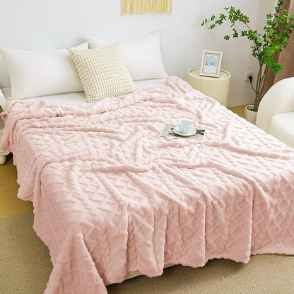 Aganear Fleece Throw Blanket for Couch Sofa 50"x60" Pink | Lightweight Fuzzy - Image 4