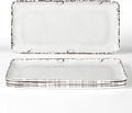 4-Pack 14" x 7" White Serving platter Set, Reusable Farmhouse Melamine Serving Platters for Cookie, Appetizer, Charcuterie, Snack, Party Food Display - Stackable Kitchen CounterTop Tray.